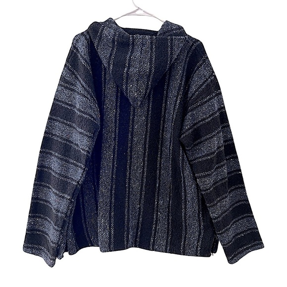 BAJA BILLY’S • Blue Baja Hoodie Mexican Beach Poncho - Picture 3 of 5